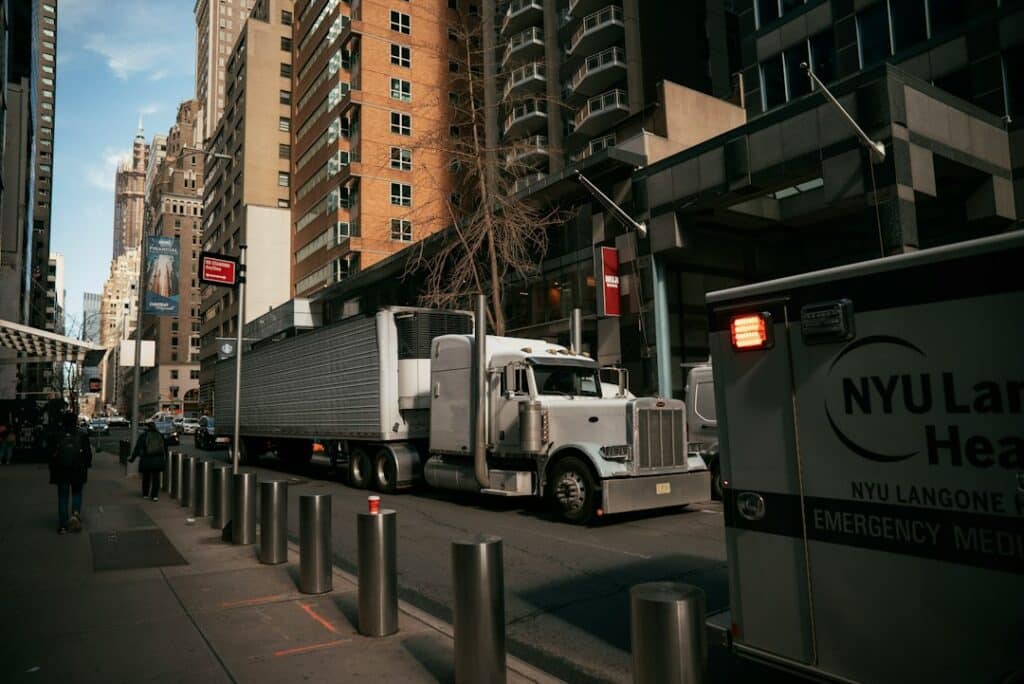 Truck used in a freight shipment managed by a broker