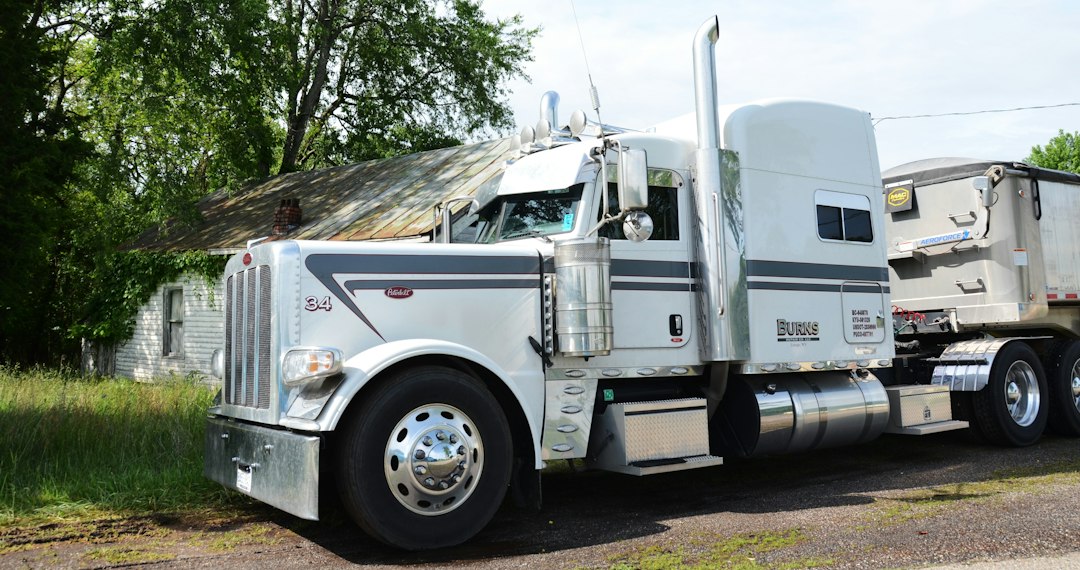 American-style Peterbilt semi truck representing freight protection and cargo security