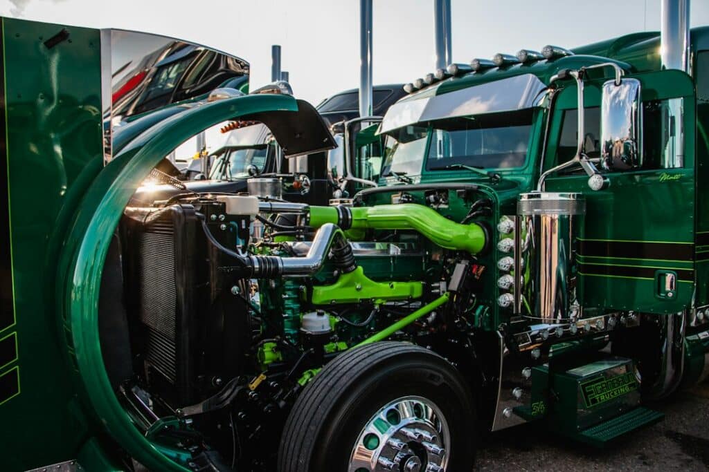 American Peterbilt semi truck used for freight security and shipment verification