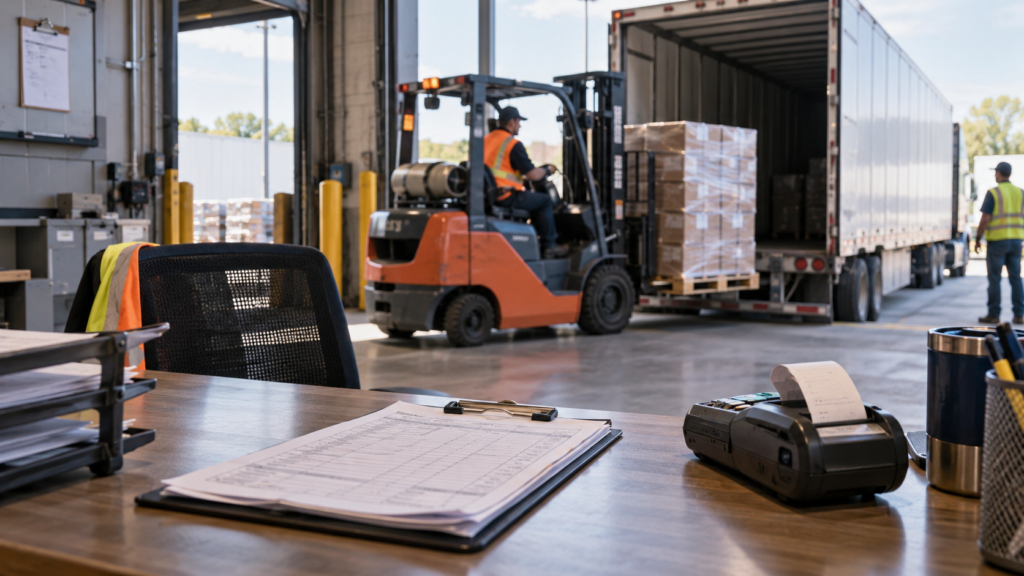 Receiving-dock paperwork and receipt printer used to document lumper fees