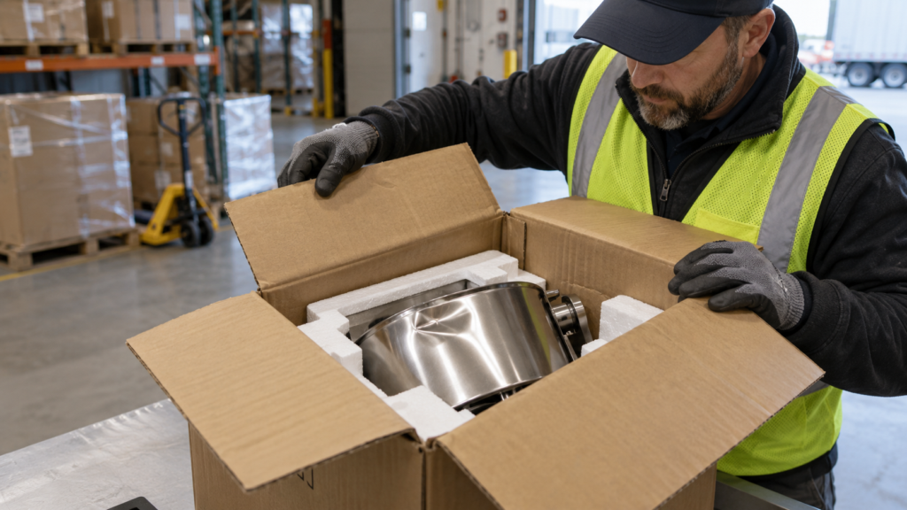 Receiver uncovering concealed freight damage inside an apparently intact shipping carton