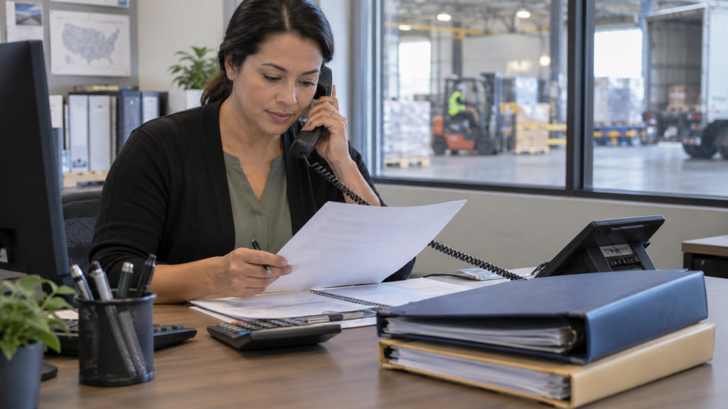 Accounts-payable professional verifying a factoring notice of assignment by telephone