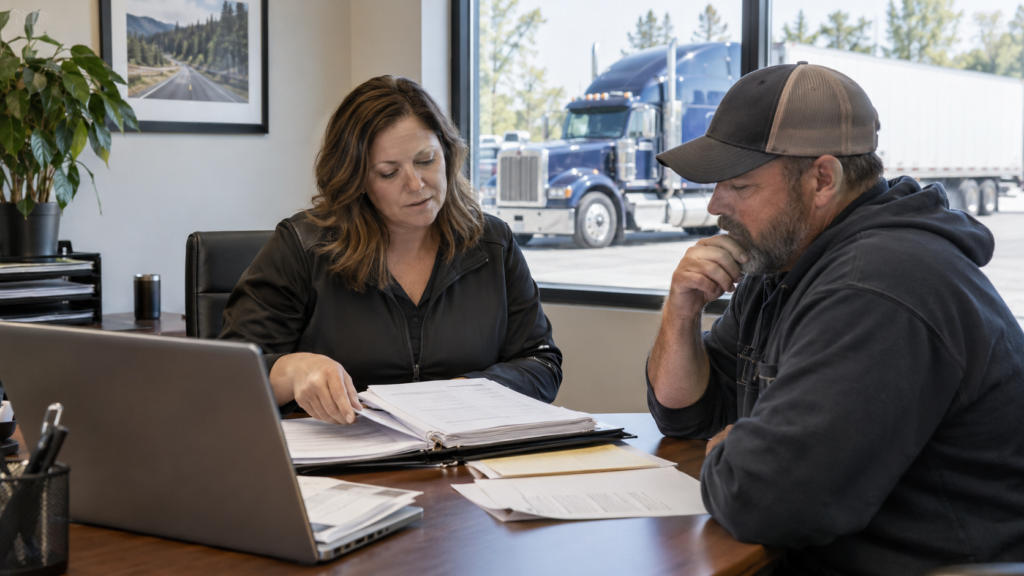 Carrier safety manager reviewing driver qualification records for Clearinghouse queries